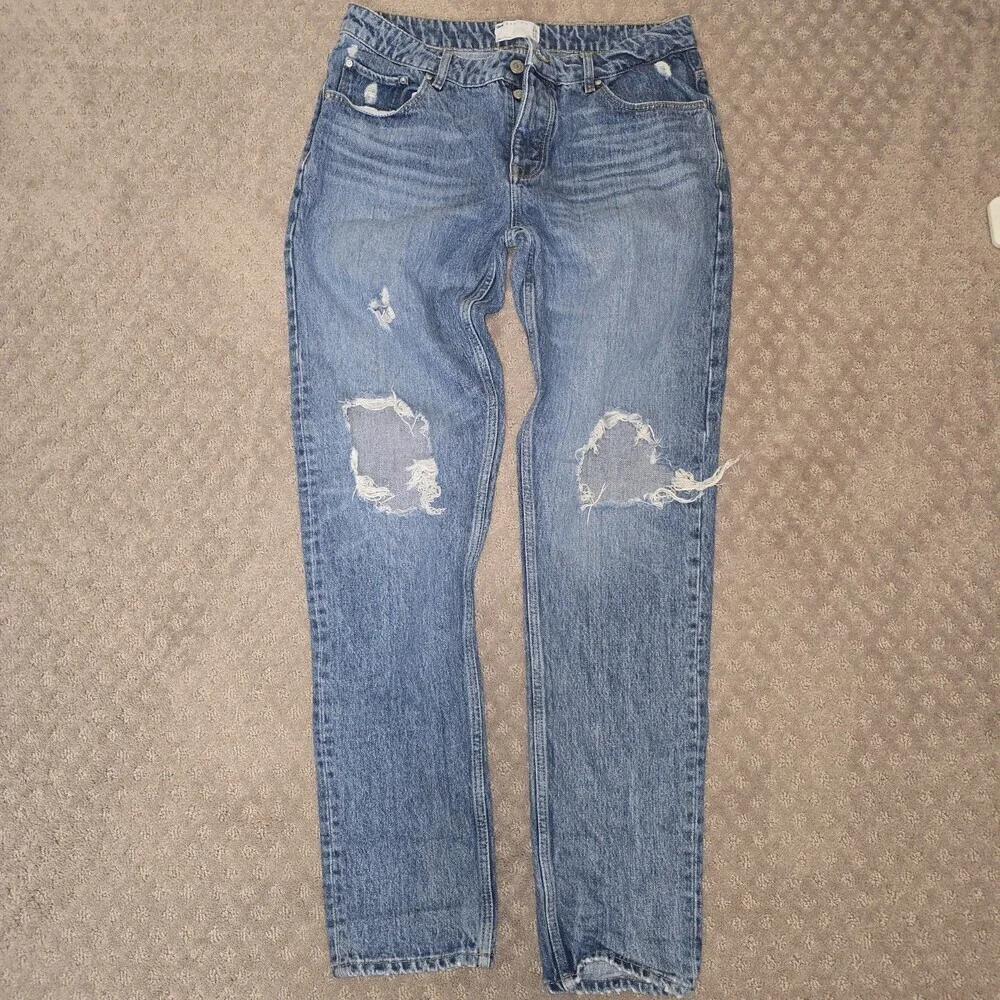 ASOS Design Men’s Slim Distressed Jeans W34 L32 Blue Tencel Blend
